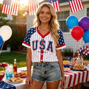 250 Years American Flag Baseball Jersey Shirt, Patriotic USA 1776-2026 4th of July Button Jersey 685351 WFD