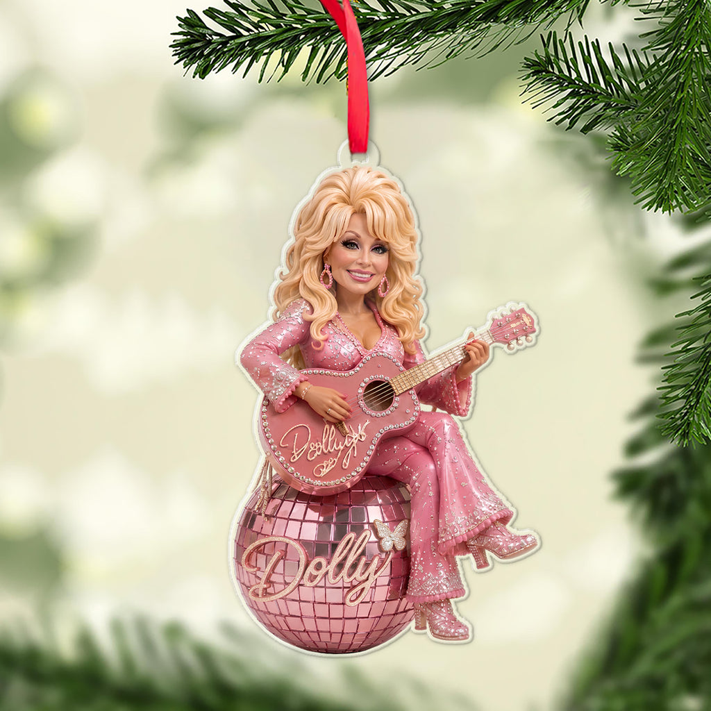 Dolly Parton Acrylic Ornament, Pink Disco Ball Country Music Ornament, Dolly Fan Christmas Gift 686094