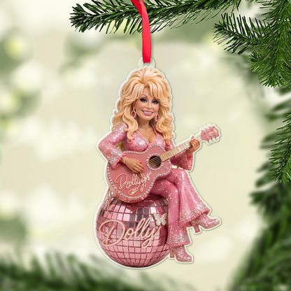 Dolly Parton Acrylic Ornament, Pink Disco Ball Country Music Ornament, Dolly Fan Christmas Gift 686094