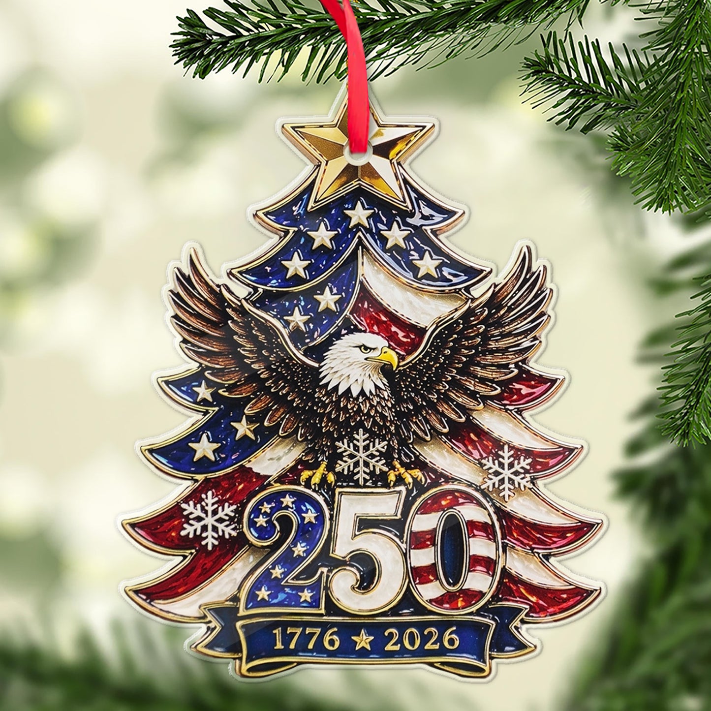 250 Years Anniversary USA Eagle Acrylic Ornament, Patriotic Christmas Ornament, America 1776–2026 Gift 685823