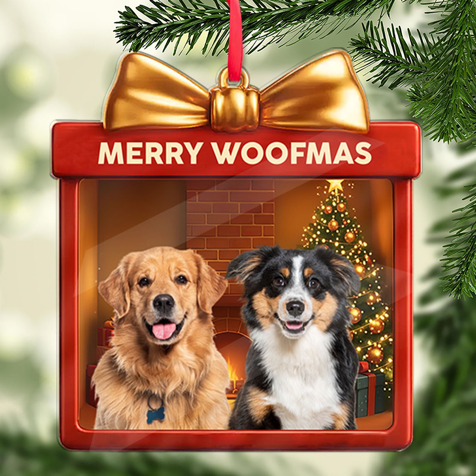 Custom Dog Photo Upload Gift Acrylic Ornament | Personalized Pet Photo Christmas Ornament 683460