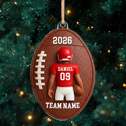 Personalized American Football Acrylic Ornament, Custom Name Number Team Christmas Ornament Gift 686472