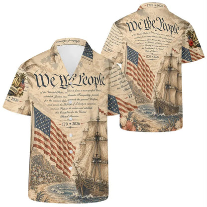 Patriotic 250 Years USA Hawaiian Shirt, Vintage We The People 1776–2026 AOP Hawaiian Shirt 685056 WFD