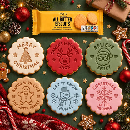Personalised Christmas Cookie Stamp & Cutter, Custom Name Embosser, Holiday Baking Gift 686764 WFD