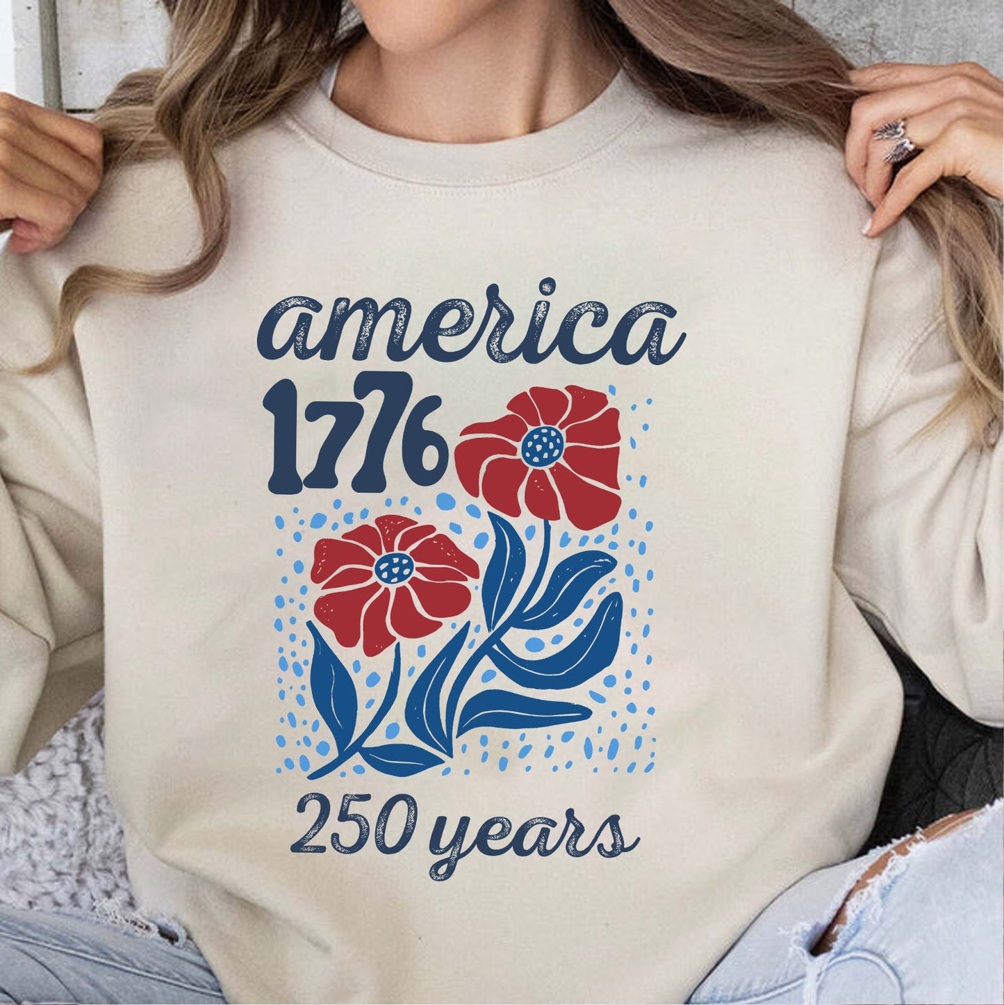 America 1776 250 Years Shirt, Patriotic Floral Independence Day Tee, USA Freedom 4th of July Shirt 685237