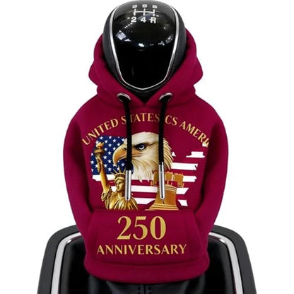 250 Years Anniversary USA Gear Shift Hoodie Cover, Patriotic Eagle Car Shifter Cover, 4th of July Gift 685285 WFD