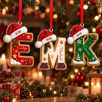 Personalized Gingerbread Letter Acrylic Ornament, Custom Name Initial Christmas Ornament 686637 WFD