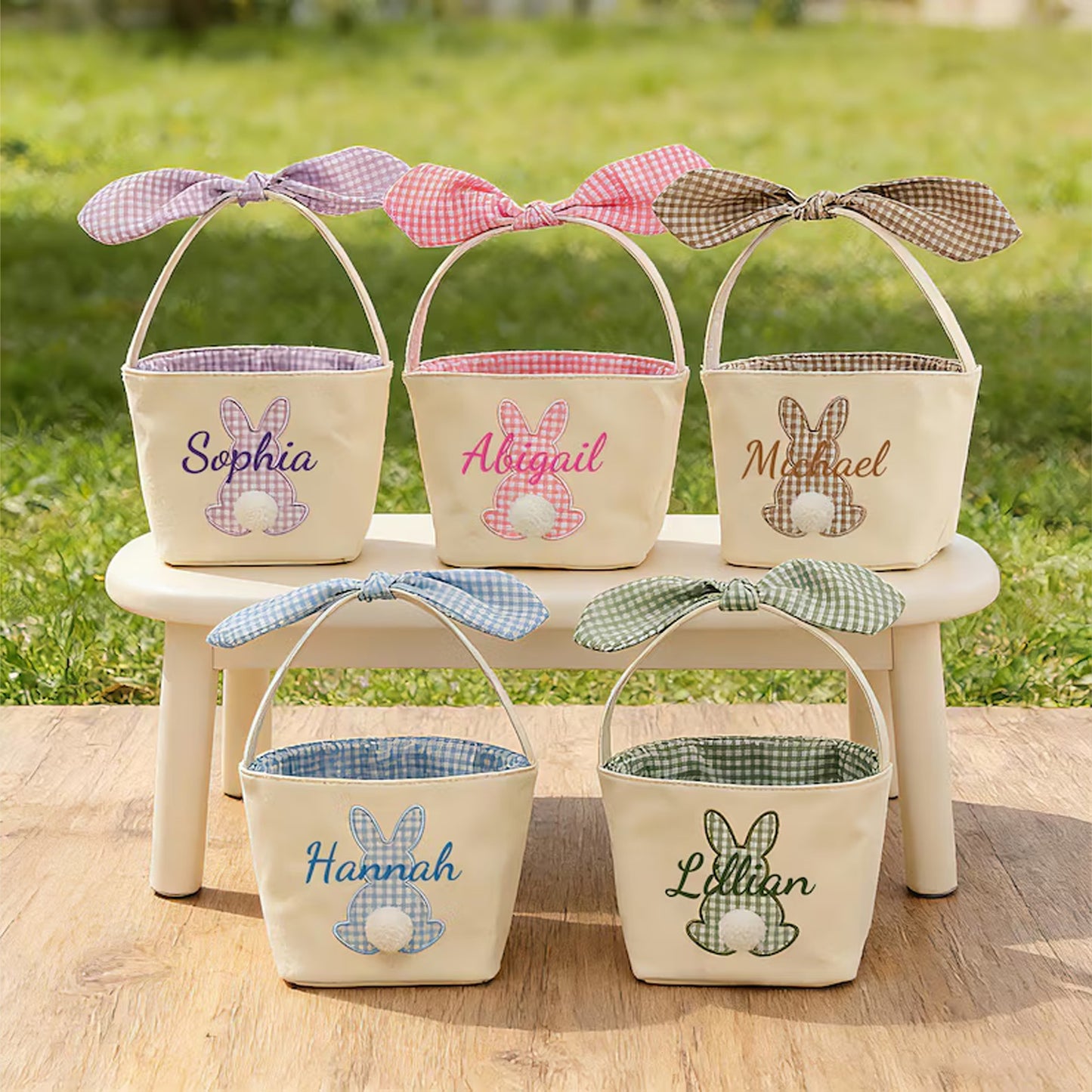 Personalized Easter Basket | Custom Name Bunny Rabbit Basket | Easter Egg Hunt Basket | Easter Gift for Kids 684444