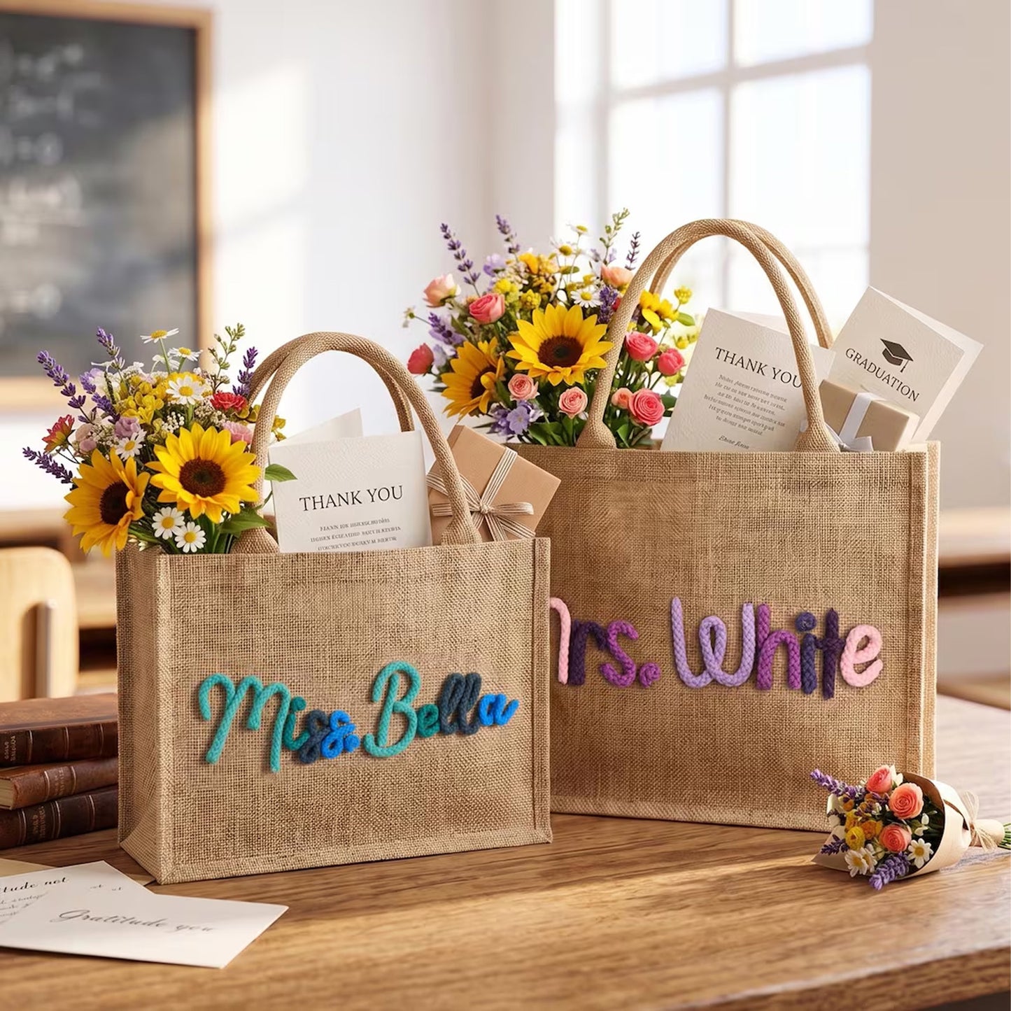 Personalized Teacher Tote Bag, Custom Name Gift for Teacher, Back to School Appreciation Thank You Gift 685539 WFD