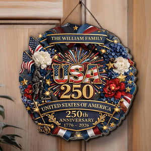 Custom Name USA 250 Years 1776–2026 Wooden Sign | Personalized 4th of July Wood Sign 684540