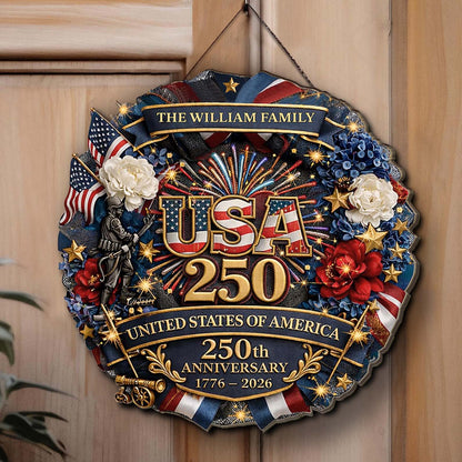 Custom Name USA 250 Years 1776–2026 Wooden Sign | Personalized 4th of July Wood Sign 684540