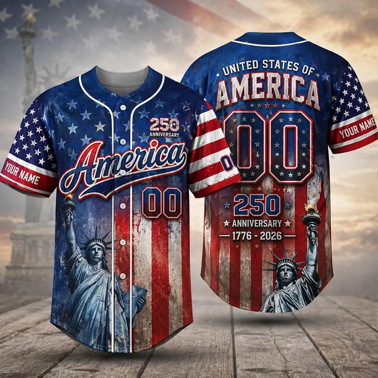 Personalized USA 250 Years Anniversary Baseball Jersey Shirt, Custom Patriotic USA Shirt 685158