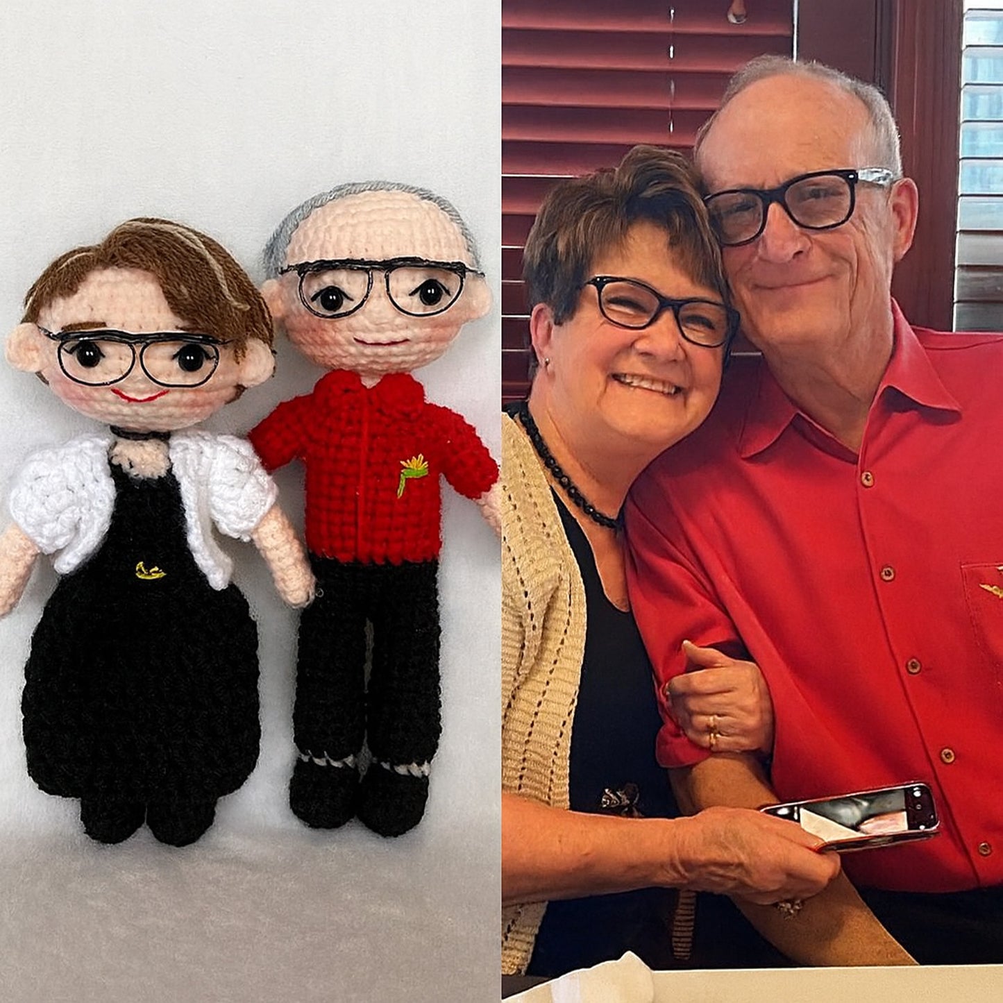 Personalized Couple Crochet Doll, Custom Portrait Crochet Doll, Handmade Anniversary Gift for Mom & Dad 683777
