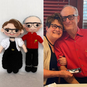 Personalized Couple Crochet Doll, Custom Portrait Crochet Doll, Handmade Anniversary Gift for Mom & Dad 683777