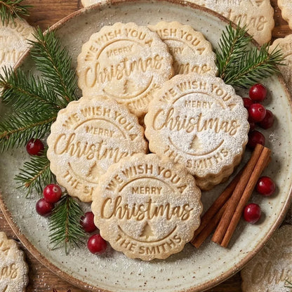 Custom Family Name Christmas Cookie Stamp & Cutter, Personalized Merry Christmas Baking Stamp 686919 WFD