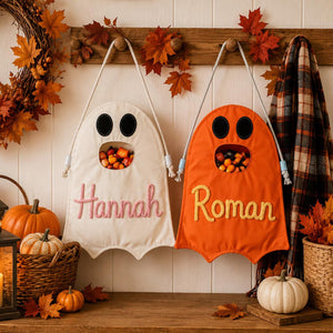 Personalized Ghost Halloween Candy Bag, Custom Name Trick or Treat Bag, Kids Halloween Candy Tote 685834 WFD