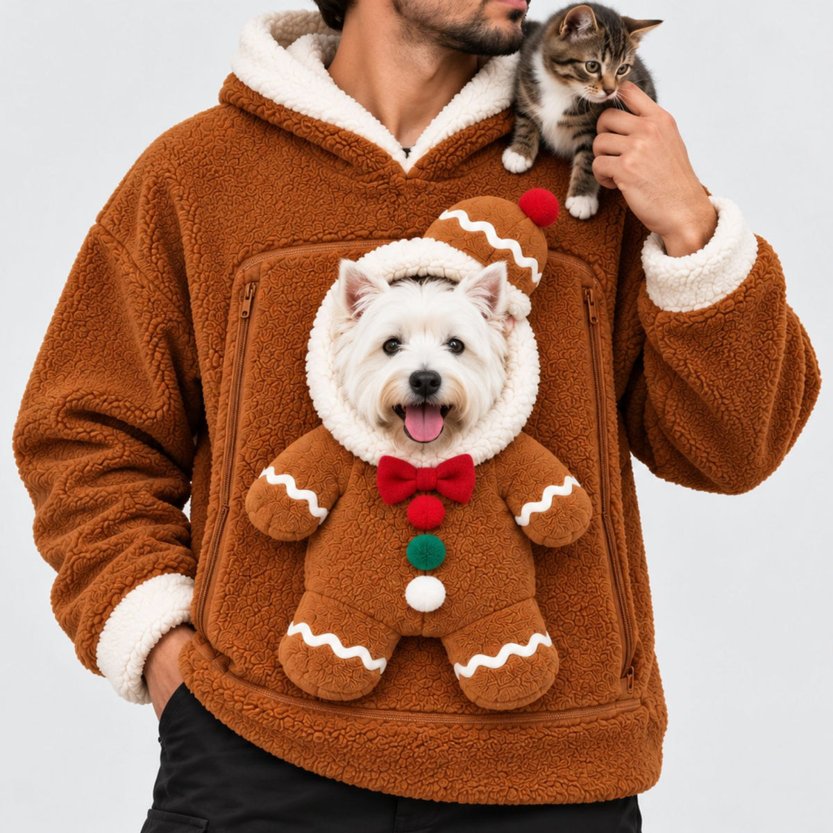 Christmas Pet Carrier Hoodie, Dog Cat Front Pouch Hoodie, Funny Holiday Pet Lover Christmas Gift 686570 WFD