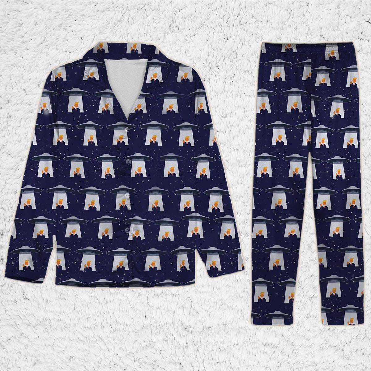 Funny Trump UFO Pajama Set, Alien Donald Trump Christmas PJs, Political Holiday Gift 686228