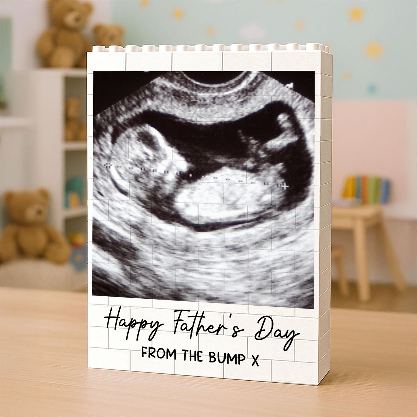 Custom Photo First Father's Day Baby Scan Building Brick Blocks, Personalized Brick Keepsake, Gift For Dad 685062
