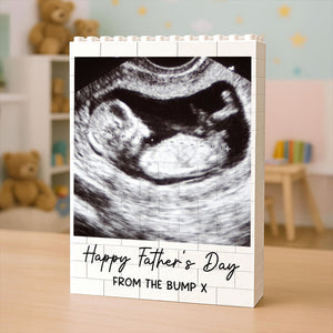 Custom Photo First Father's Day Baby Scan Building Brick Blocks, Personalized Brick Keepsake, Gift For Dad 685062