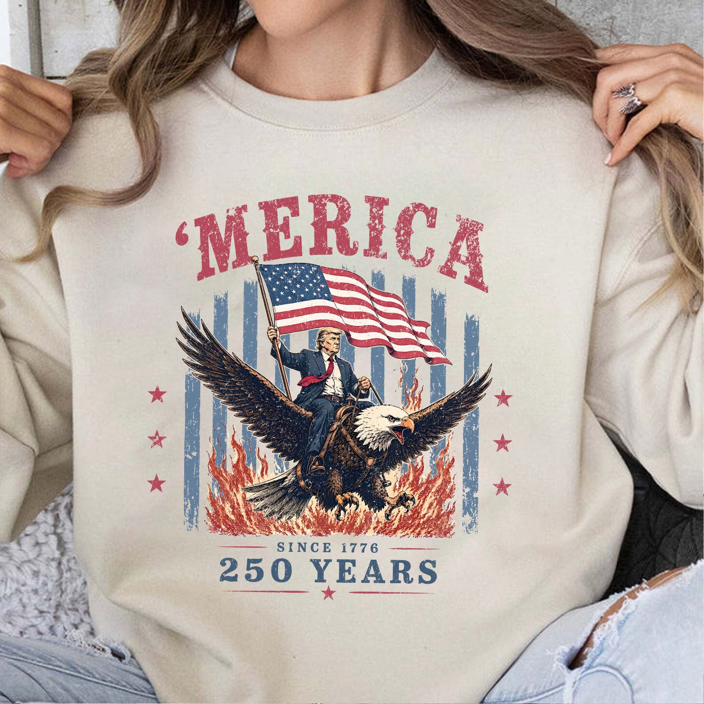 250 Years 'Merica Since 1776 Shirt, Trump Riding Eagle Patriotic 4th of July Tee, USA Shirt 685405