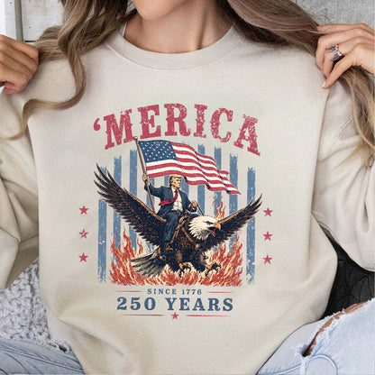 250 Years 'Merica Since 1776 Shirt, Trump Riding Eagle Patriotic 4th of July Tee, USA Shirt 685405