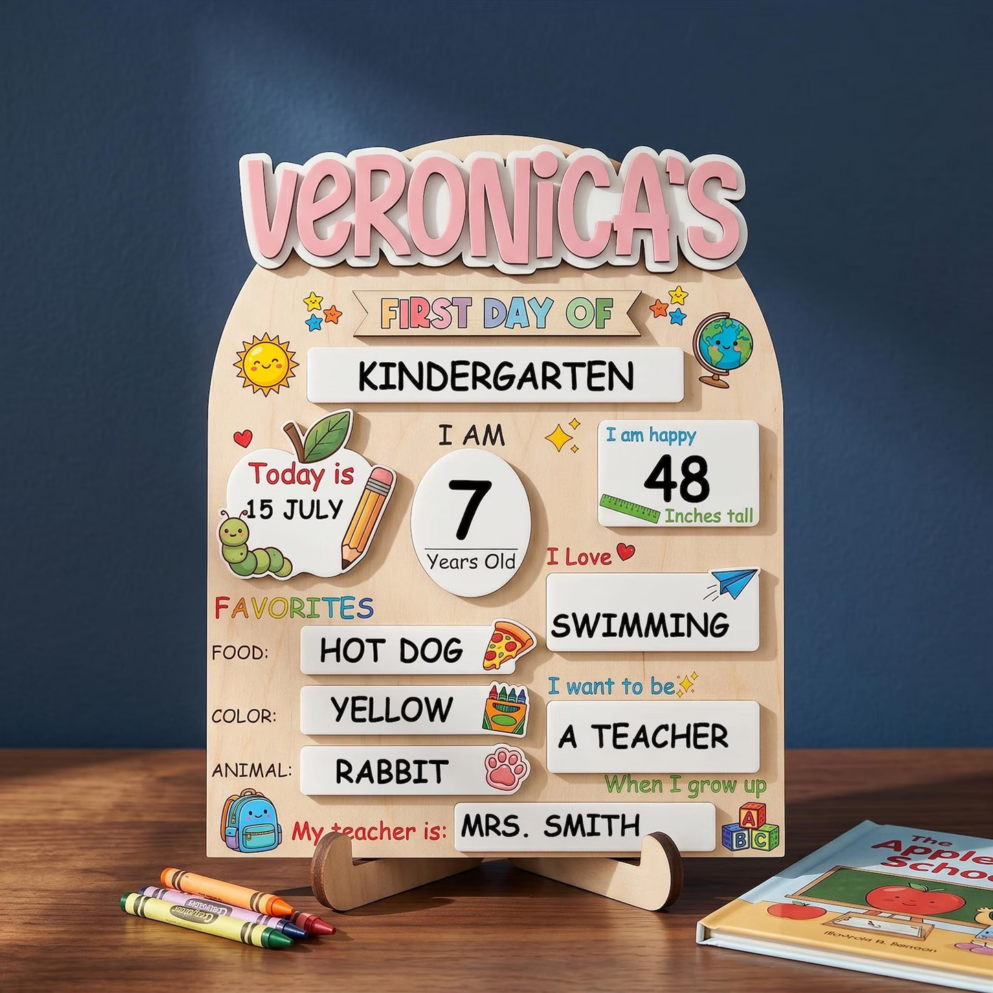 Personalized First & Last Day of School Sign, Custom Back to School Board, Kindergarten Photo Prop 685480 WFD