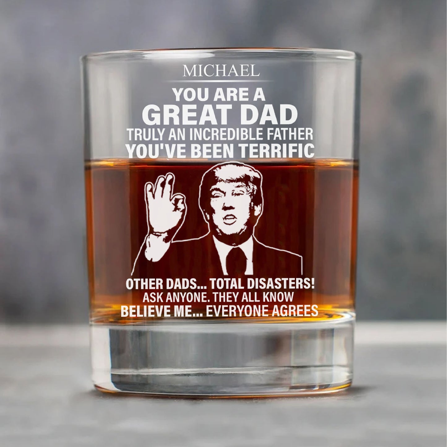 Personalized Dad Whiskey Decanter Set | Funny Trump Whiskey Glass Whiskey Bottle | Father's Day Gift 684566