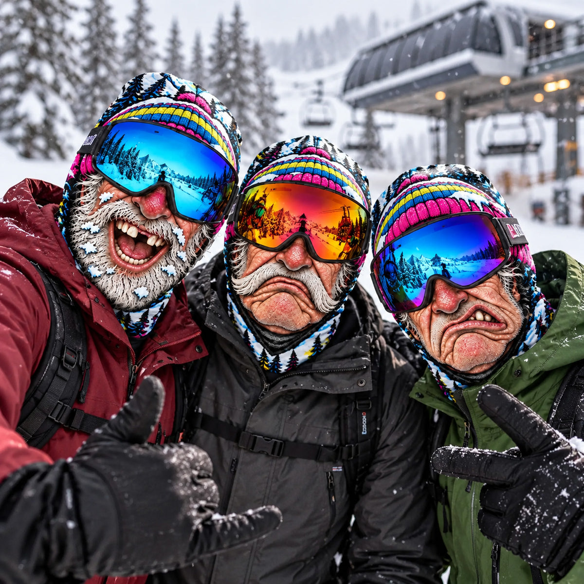 Funny Face Ski Mask, Novelty Printed Balaclava for Skiing Snowboarding, Winter Gag Gift 686487 WFD