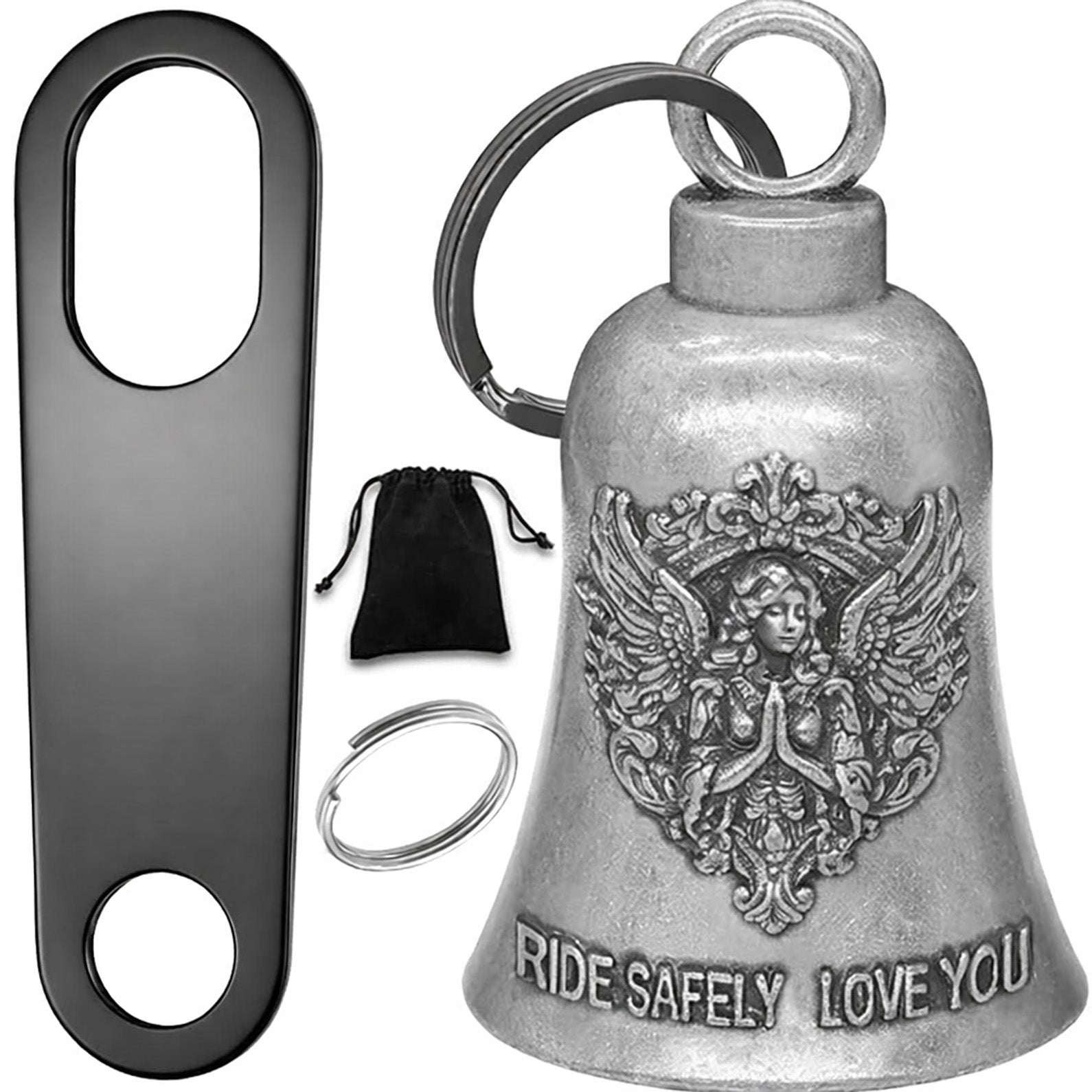 Ride Safely Love You Motorcycle Bell, Guardian Angel Riding Bell, Biker Safety Charm 684051