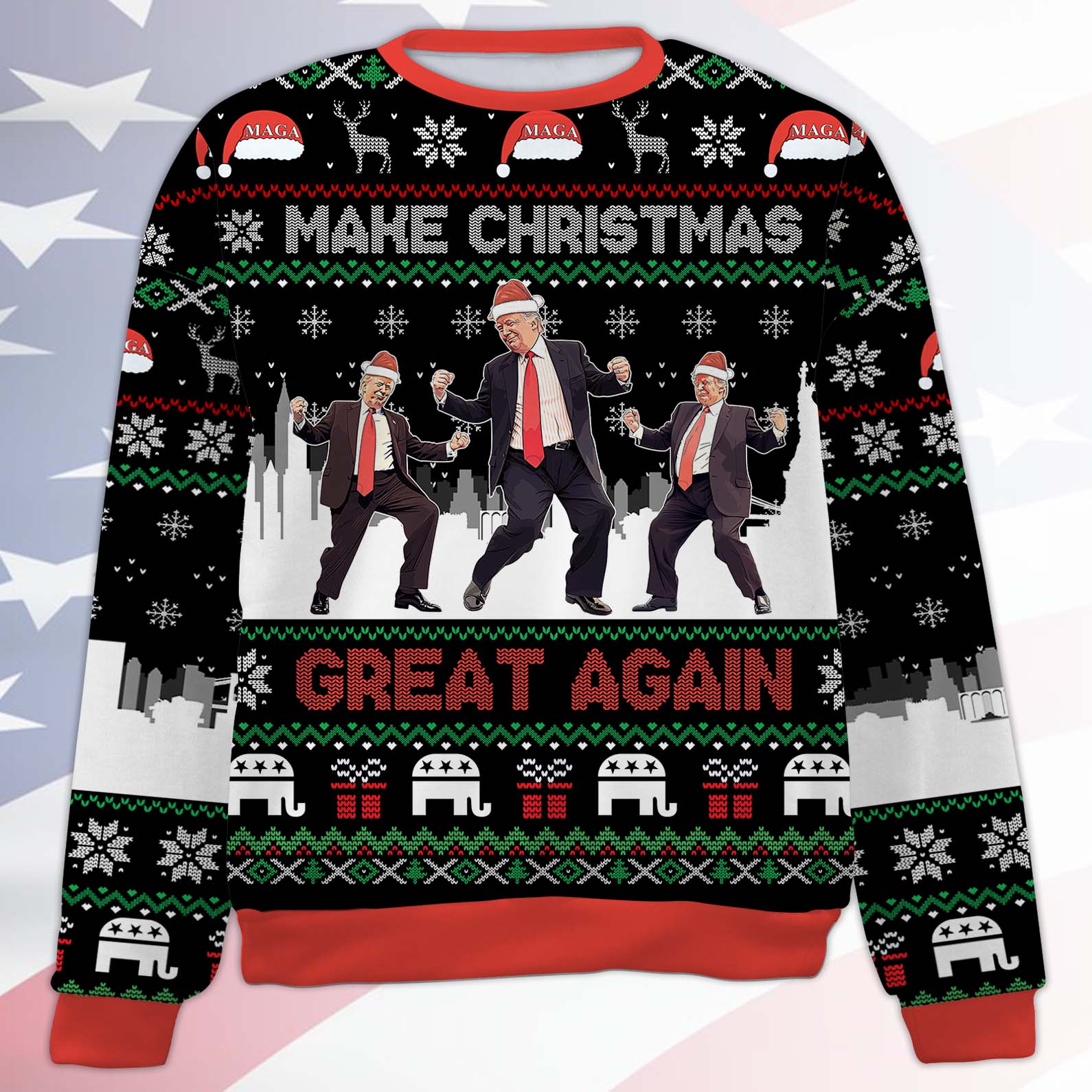 Donald Trump Santa Ugly Sweater, Make Christmas Great Again Christmas All-Over-Printed Sweatshirt 683439 - GOP