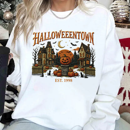 Halloweentown Sweatshirt, Vintage Spooky Village Shirt, Retro Haunted House Pumpkin Fall Tee 685623