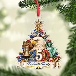 Personalized 250 Years Anniversary USA Acrylic Ornament, Custom Family Patriotic Christmas Ornament 685833