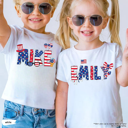 Personalized 250 Years 4th of July Kids Shirt, Custom Name Patriotic Independence Day Tee 685305 WFD