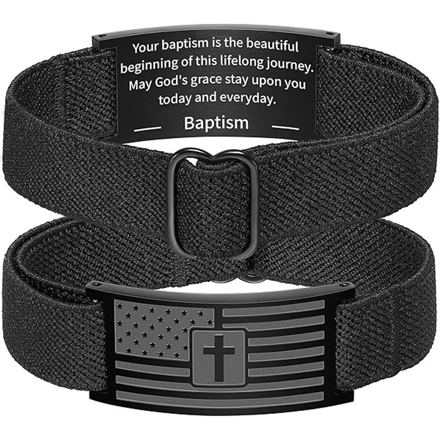 Custom American Flag Cross Nylon Bracelet For Men | Personalized Nylon Wristbands | Stocking Stuffers For Man 683876