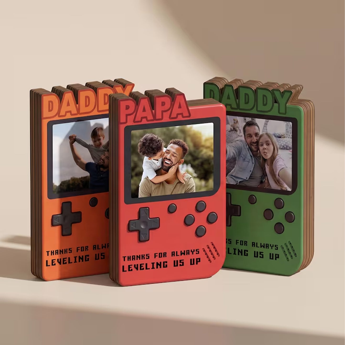 Personalized Gamer Dad Wooden Block Sign, Custom Photo Retro Game Console Frame, Father’s Day Gift for Dad 685142
