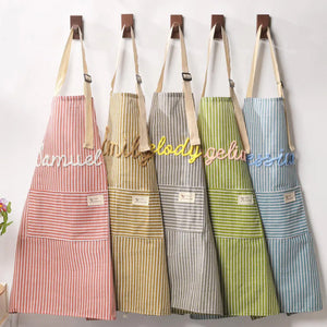 Personalized Striped Kitchen Apron with Pocket, Custom Name Cooking Apron, Chef Gift, Housewarming Gift 685574