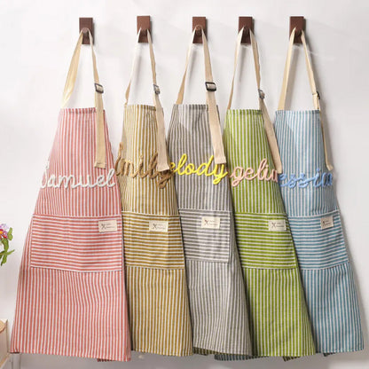 Personalized Striped Kitchen Apron with Pocket, Custom Name Cooking Apron, Chef Gift, Housewarming Gift 685574 WFD