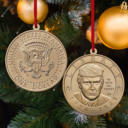 Donald Trump 2-Sided Aluminum Ornament, Trump 250th America Anniversary Christmas Ornament 686132