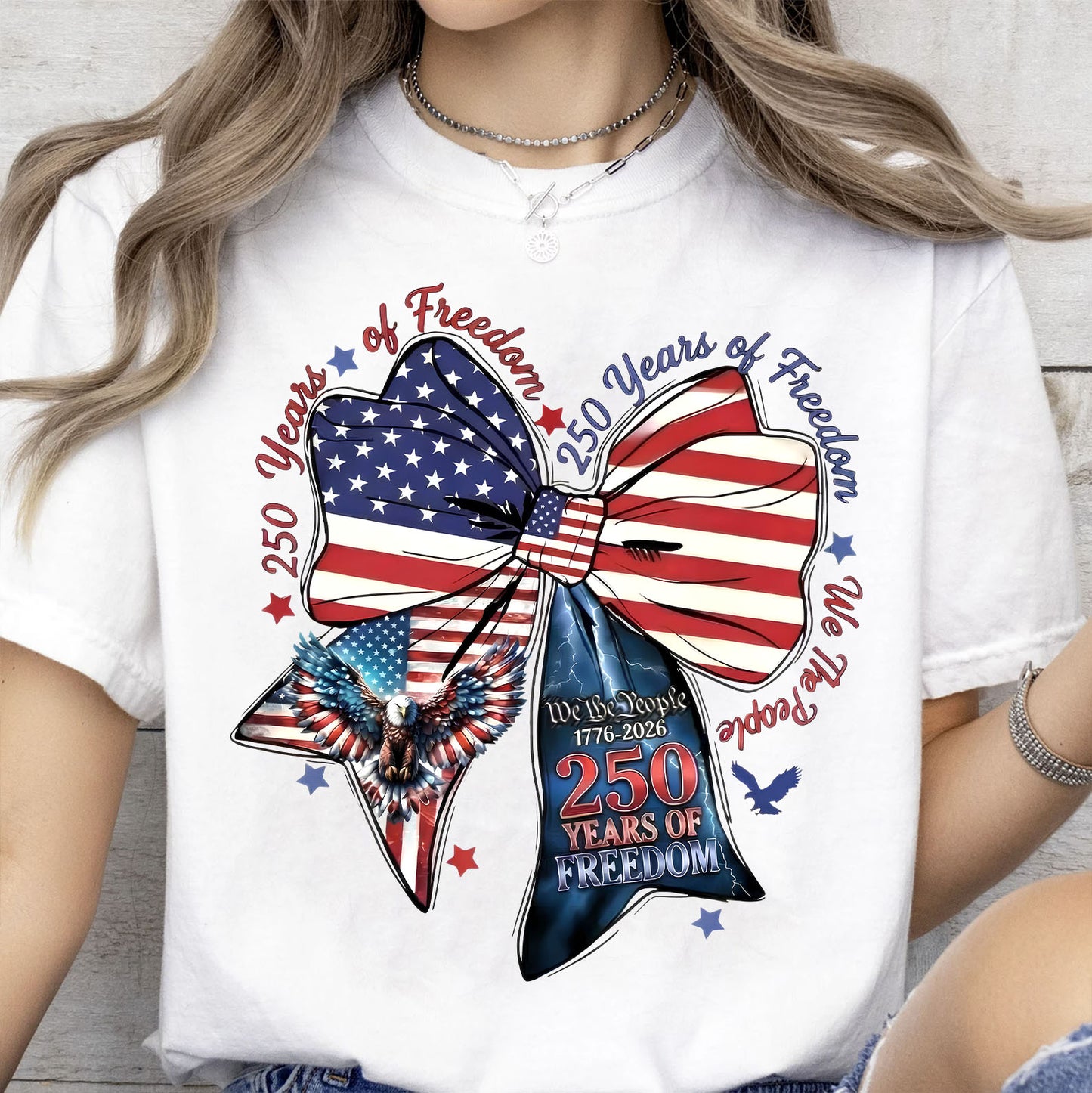 250 Years of Freedom Coquette Bow Shirt | Patriotic We The People 1776–2026 Sweatshirt 684221