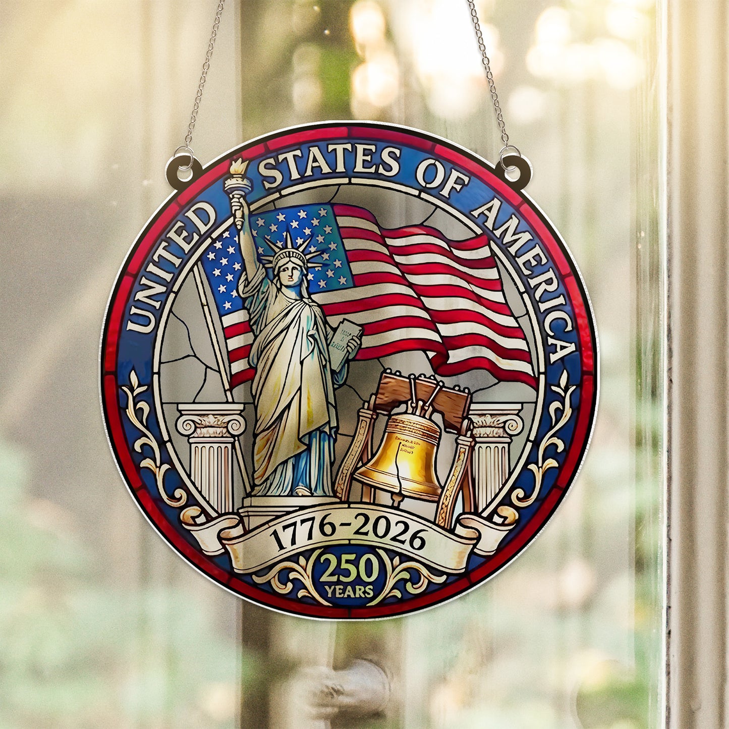 USA 250 Years Anniversary Suncatcher Ornament | 4th of July Suncatcher | 1776–2026 Patriotic Decoration 684135