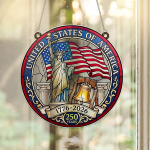 USA 250 Years Anniversary Suncatcher Ornament | 4th of July Suncatcher | 1776–2026 Patriotic Decoration 684135