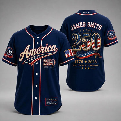 Custom 250 Years Anniversary USA Baseball Jersey, Personalized Name Patriotic Shirt, America 1776-2026 Jersey 685249 WFD