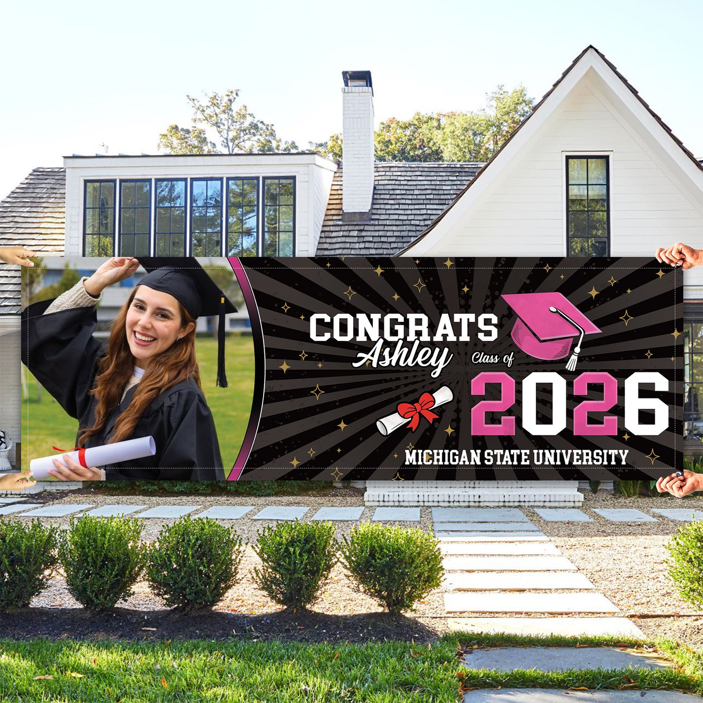 Custom Photo Congrats Class of 2026 Banner Flag | Personalized Graduation Banner, Senior Gift Decor 684559