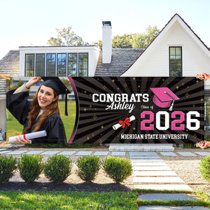 Custom Photo Congrats Class of 2026 Banner Flag | Personalized Graduation Banner, Senior Gift Decor 684559