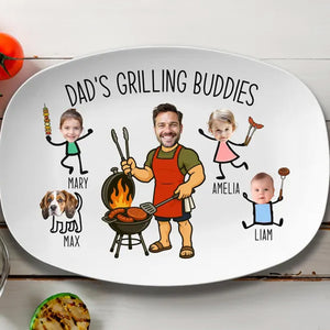 Personalized Photo Dad’s Grilling Plate, BBQ Serving Tray, Father’s Day Gift From Kids, Custom Dad Plate 685116