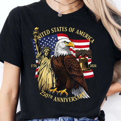 USA 250 Years Anniversary Shirt | Patriotic Eagle US Flag 1776–2026 T-Shirt | 4th of July Tee 684238