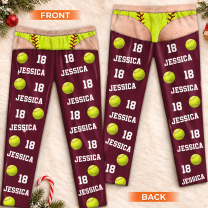 Personalized Sports Pajama Pants, Custom Name & Number Fake Underwear Lounge Pants, Sports Fan Gift 686606 WFD