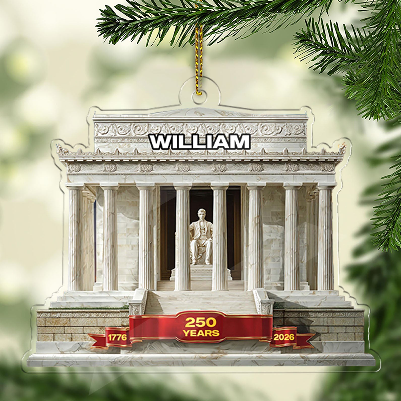 Personalized 250 Years 1776–2026 Acrylic Ornament | Custom Name Patriotic 4th of July Christmas Ornament 683542