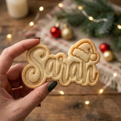 Personalized Christmas Name Cookie Cutter & Stamp, Custom Santa Hat Cookie Stamp, Holiday Baking Gift 686983 WFD